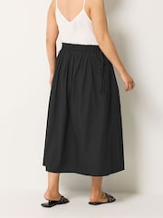 Yours Curve Black Poplin Midi Skirt - Image 3 of 5