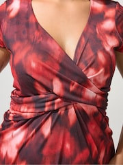 Yours Curve Red London Wrap Twist Front Dress - Image 4 of 6
