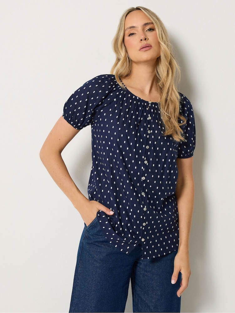 Long Tall Sally Blue Dobby Button Up Shirt - Image 1 of 6 Long Tall Sally Blue Dobby Button Up Shirt - Image 1 of 6