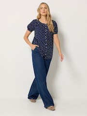 Long Tall Sally Blue Dobby Button Up Shirt - Image 2 of 6