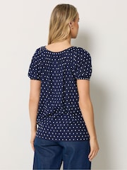 Long Tall Sally Blue Dobby Button Up Shirt - Image 3 of 6
