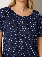 Long Tall Sally Blue Dobby Button Up Shirt - Image 4 of 6