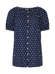 Long Tall Sally Blue Dobby Button Up Shirt - Image 5 of 6