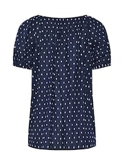 Long Tall Sally Blue Dobby Button Up Shirt - Image 6 of 6