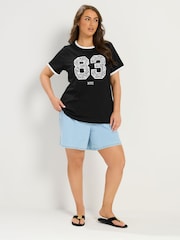 Yours Curve Black 83 Ringer T-Shirt - Image 2 of 5