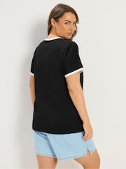 Yours Curve Black 83 Ringer T-Shirt - Image 3 of 5