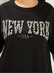 Yours Curve Black New York Leopard T-Shirt - Image 4 of 5