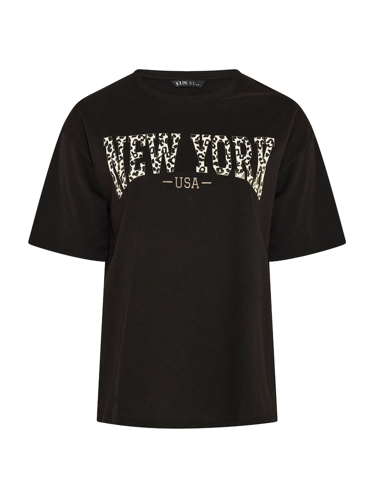 Yours Curve Black New York Leopard T-Shirt - Image 5 of 5 Yours Curve Black New York Leopard T-Shirt - Image 5 of 5