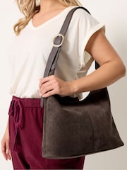 Yours Curve Brown Faux Suede Shoulder Bag - Image 1 of 4