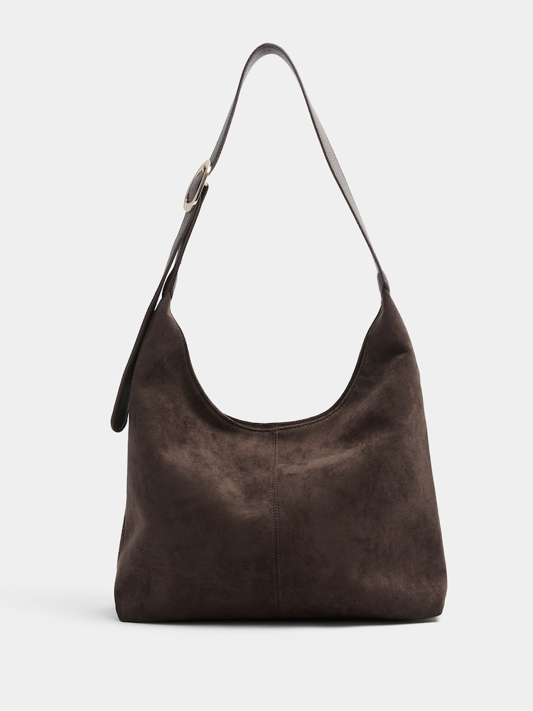Yours Curve Brown Faux Suede Shoulder Bag - Image 2 of 4 Yours Curve Brown Faux Suede Shoulder Bag - Image 2 of 4