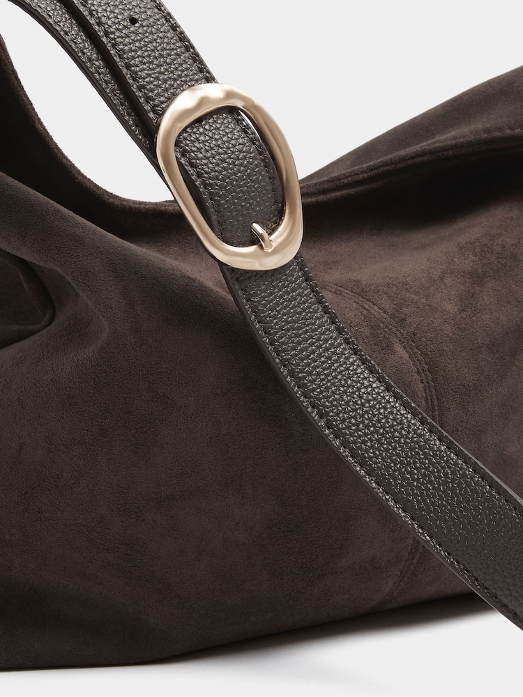 Yours Curve Brown Faux Suede Shoulder Bag - Image 4 of 4 Yours Curve Brown Faux Suede Shoulder Bag - Image 4 of 4