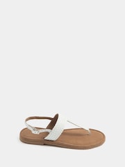 Yours Curve White Extra-Wide Fit EEE Woven Toe Post Sandals - Image 1 of 4