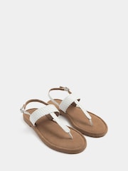Yours Curve White Extra-Wide Fit EEE Woven Toe Post Sandals - Image 2 of 4