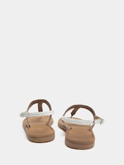 Yours Curve White Extra-Wide Fit EEE Woven Toe Post Sandals - Image 3 of 4