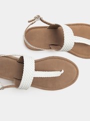 Yours Curve White Extra-Wide Fit EEE Woven Toe Post Sandals - Image 4 of 4