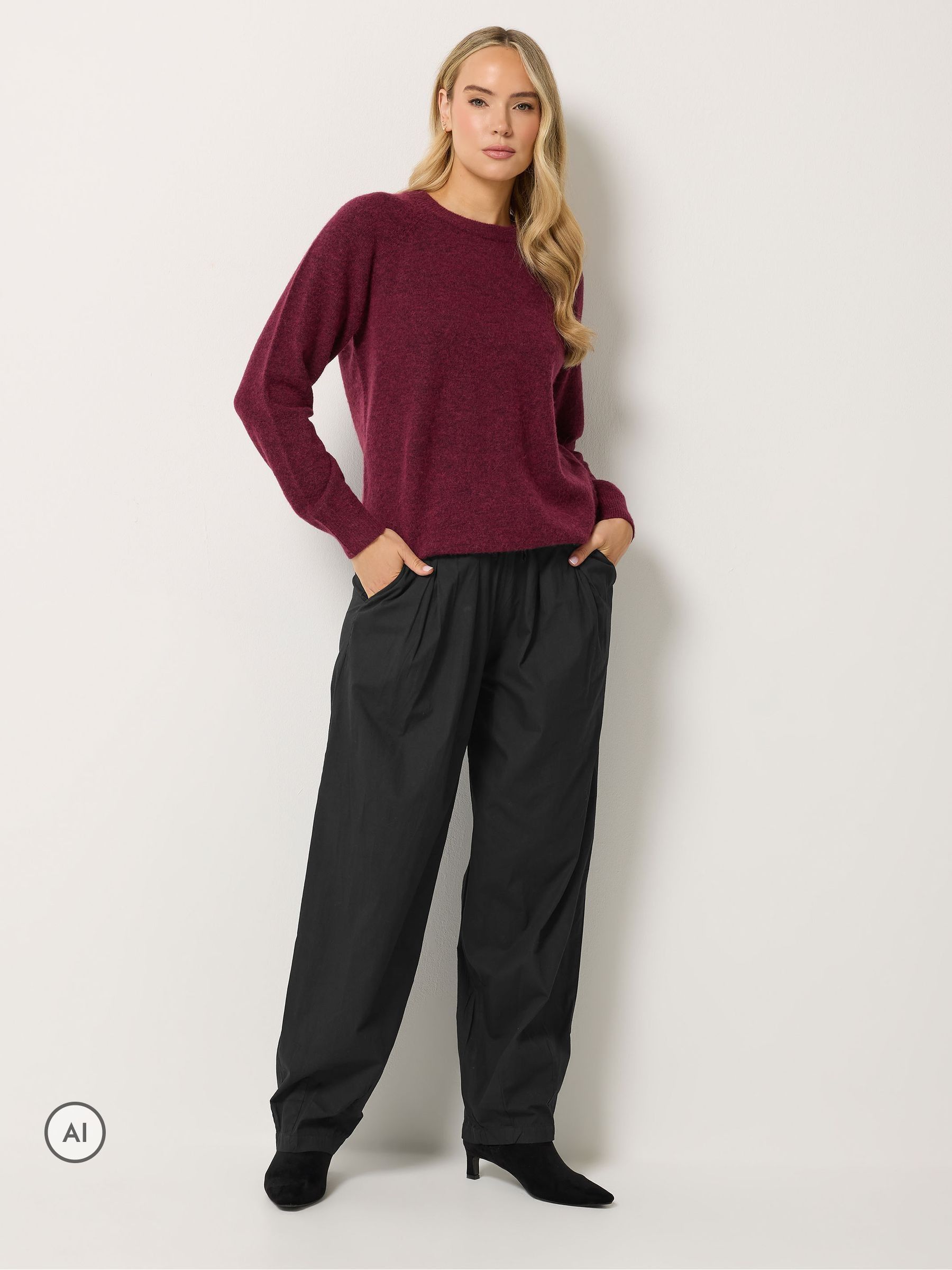 Long Tall Sally Women's Black Tall Cotton Barrel Leg Trousers In | Size: 24XL - Image 2