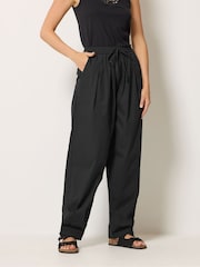 Long Tall Sally Black Cotton Barrel Leg Trousers - Image 2 of 4