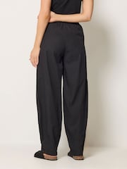 Long Tall Sally Black Cotton Barrel Leg Trousers - Image 3 of 4