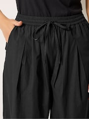 Long Tall Sally Black Cotton Barrel Leg Trousers - Image 4 of 4