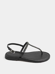 Yours Curve Black Extra-Wide Fit EEE Diamante Toe Post Sandals - Image 2 of 4