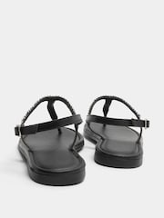 Yours Curve Black Extra-Wide Fit EEE Diamante Toe Post Sandals - Image 3 of 4