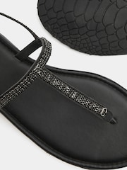 Yours Curve Black Extra-Wide Fit EEE Diamante Toe Post Sandals - Image 4 of 4