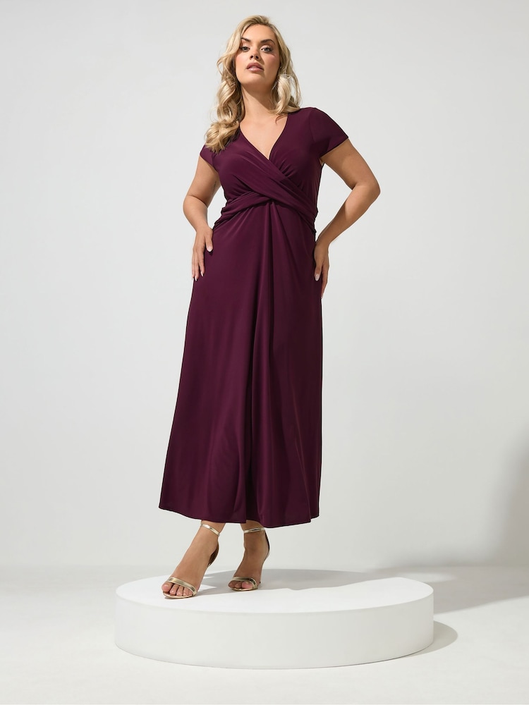 Yours Curve Purple London Wrap Twist Front Dress - Image 2 of 6 Yours Curve Purple London Wrap Twist Front Dress - Image 2 of 6