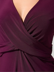 Yours Curve Purple London Wrap Twist Front Dress - Image 4 of 6