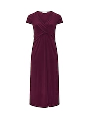 Yours Curve Purple London Wrap Twist Front Dress - Image 5 of 6