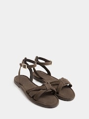 Yours Curve Brown Extra Wide Fit EEE Faux Leather Cross Over Sandals - Image 2 of 4