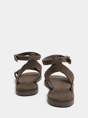 Yours Curve Brown Extra Wide Fit EEE Faux Leather Cross Over Sandals - Image 3 of 4