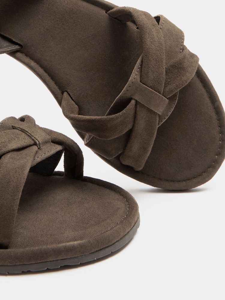 Yours Curve Brown Extra Wide Fit EEE Faux Leather Cross Over Sandals - Image 4 of 4 Yours Curve Brown Extra Wide Fit EEE Faux Leather Cross Over Sandals - Image 4 of 4
