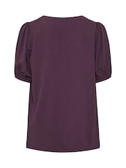 Yours Curve Purple Textured Short Sleeve Button Through Blouse - Image 6 of 6