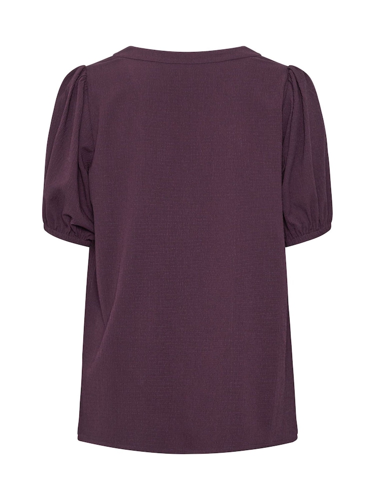 Yours Curve Purple Textured Short Sleeve Button Through Blouse - Image 6 of 6 Yours Curve Purple Textured Short Sleeve Button Through Blouse - Image 6 of 6