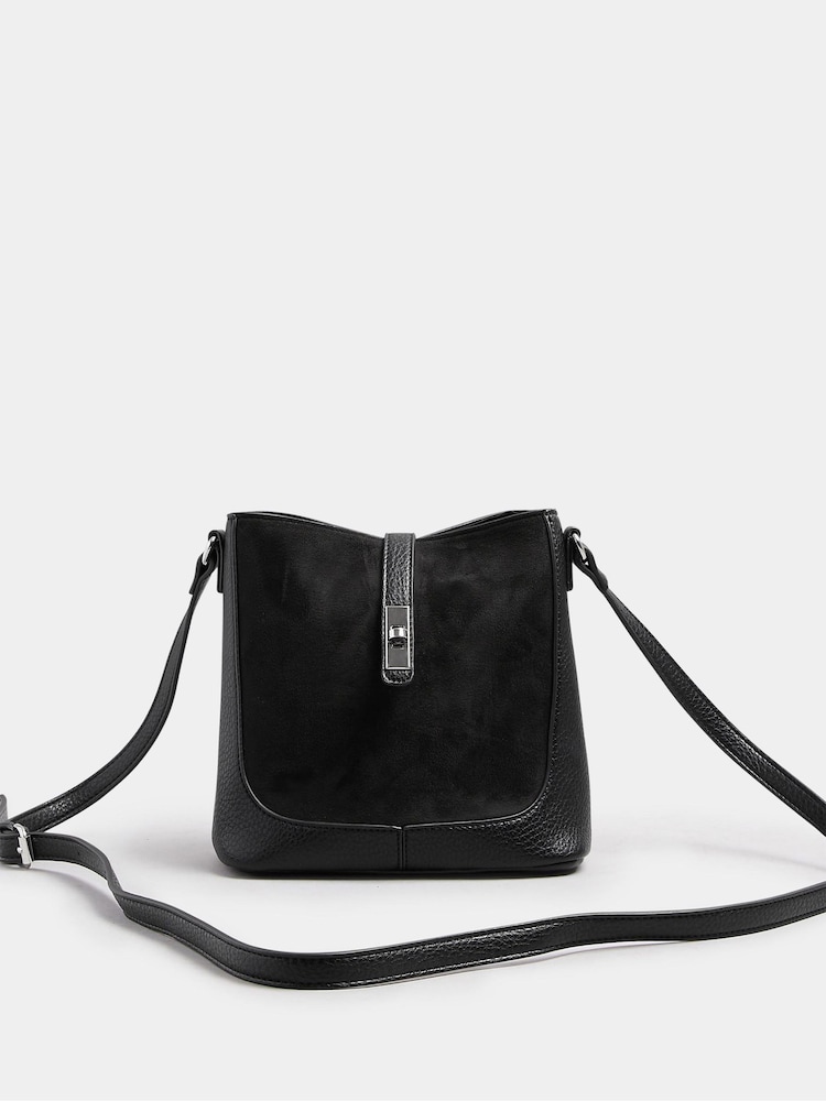 Yours Curve Black Faux Suede Cross-Body Bag - Image 3 of 3 Yours Curve Black Faux Suede Cross-Body Bag - Image 3 of 3