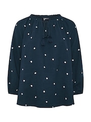 Yours Curve Blue Flutter Sleeve Top - Image 5 of 6