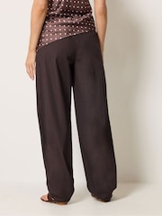 Long Tall Sally Brown Cotton Barrel Leg Trousers - Image 3 of 6