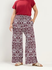 Yours Curve Brown Ikat Print Trousers - Image 1 of 6