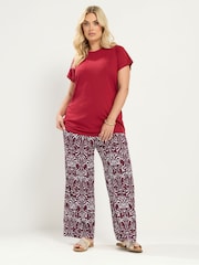 Yours Curve Brown Ikat Print Trousers - Image 2 of 6