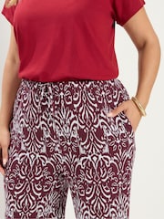 Yours Curve Brown Ikat Print Trousers - Image 4 of 6