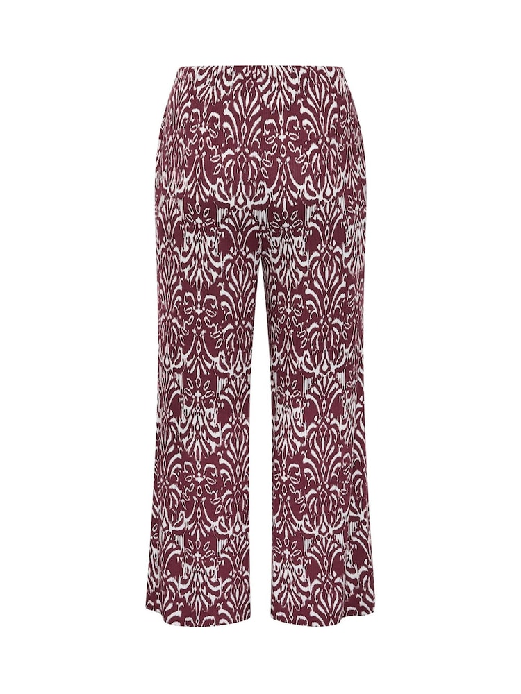 Yours Curve Brown Ikat Print Trousers - Image 6 of 6 Yours Curve Brown Ikat Print Trousers - Image 6 of 6
