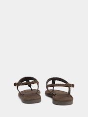 Yours Curve Brown Extra-Wide Fit EEE Woven Toe Post Sandals - Image 3 of 4
