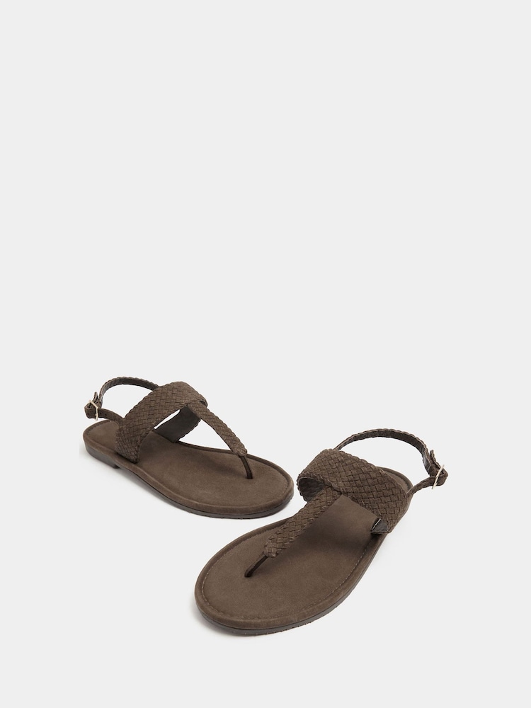 Yours Curve Brown Extra-Wide Fit EEE Woven Toe Post Sandals - Image 4 of 4