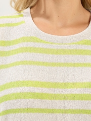 Yours Curve Green Striped Knitted Boxy T-Shirt - Image 5 of 6