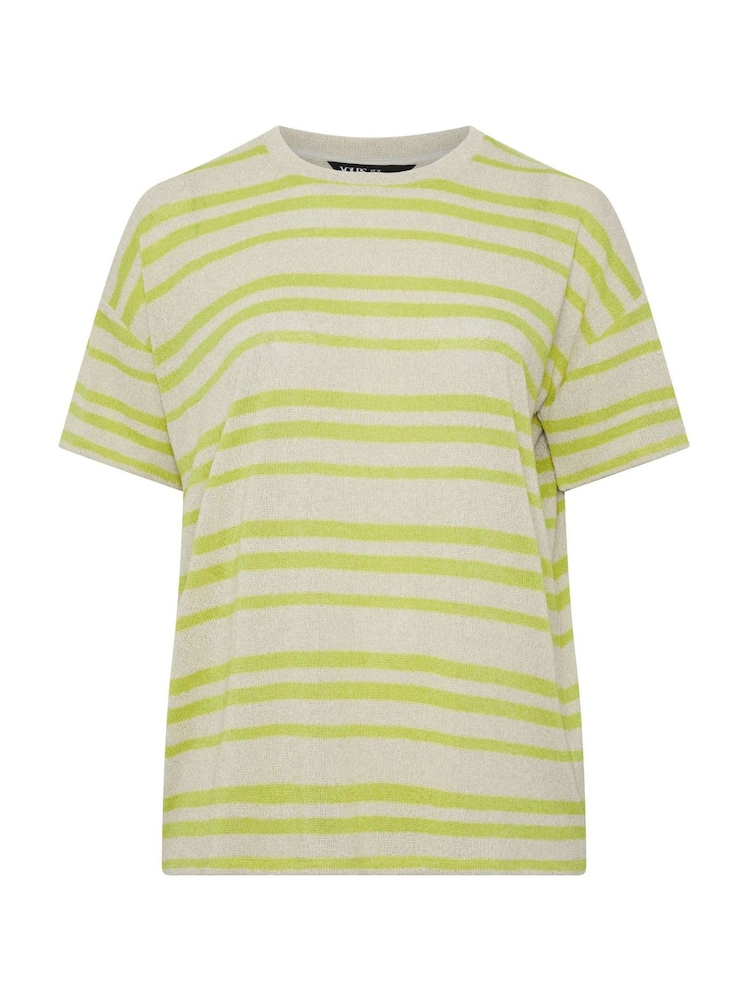 Yours Curve Green Striped Knitted Boxy T-Shirt - Image 6 of 6