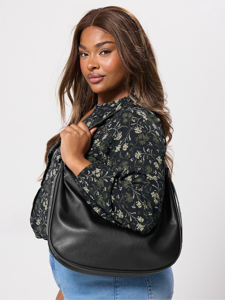 Yours Curve Faux Leather Slouched Studded Shoulder Bag - Imagem 1 de 4