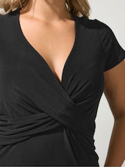 Yours Curve Black London Wrap Twist Front Dress - Image 4 of 6