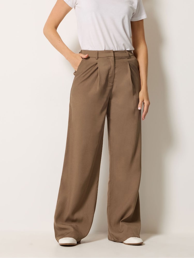 Long Tall Sally Brown Wide Leg Trousers - Image 2 of 4 Long Tall Sally Brown Wide Leg Trousers - Image 2 of 4