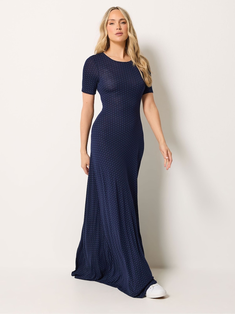 Long Tall Sally Blue Polka Dot Short Sleeve Maxi Dress - Image 2 of 6