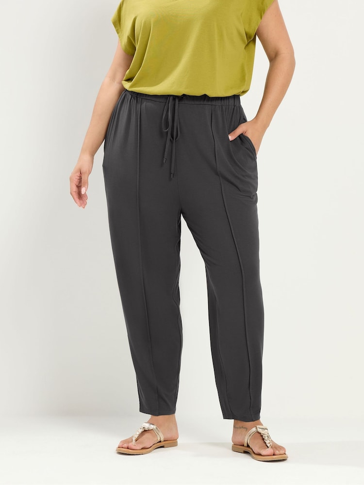 Yours Curve Grey Wide Leg Seam Joggers - Image 1 of 6